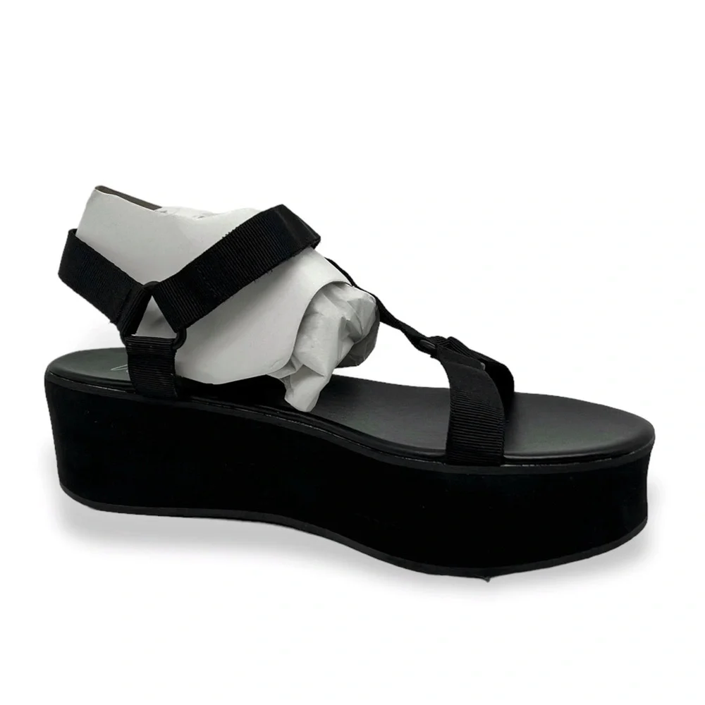 Wild Pair Womens Sawwyer Ankle Strap Slide On Flatform Sandals Black Size 8.5